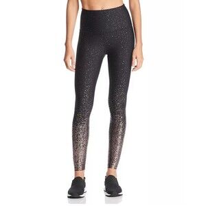 Beyond Yoga Leggings Black Silver Small Women's High Waist Alloy Metallic Ombre